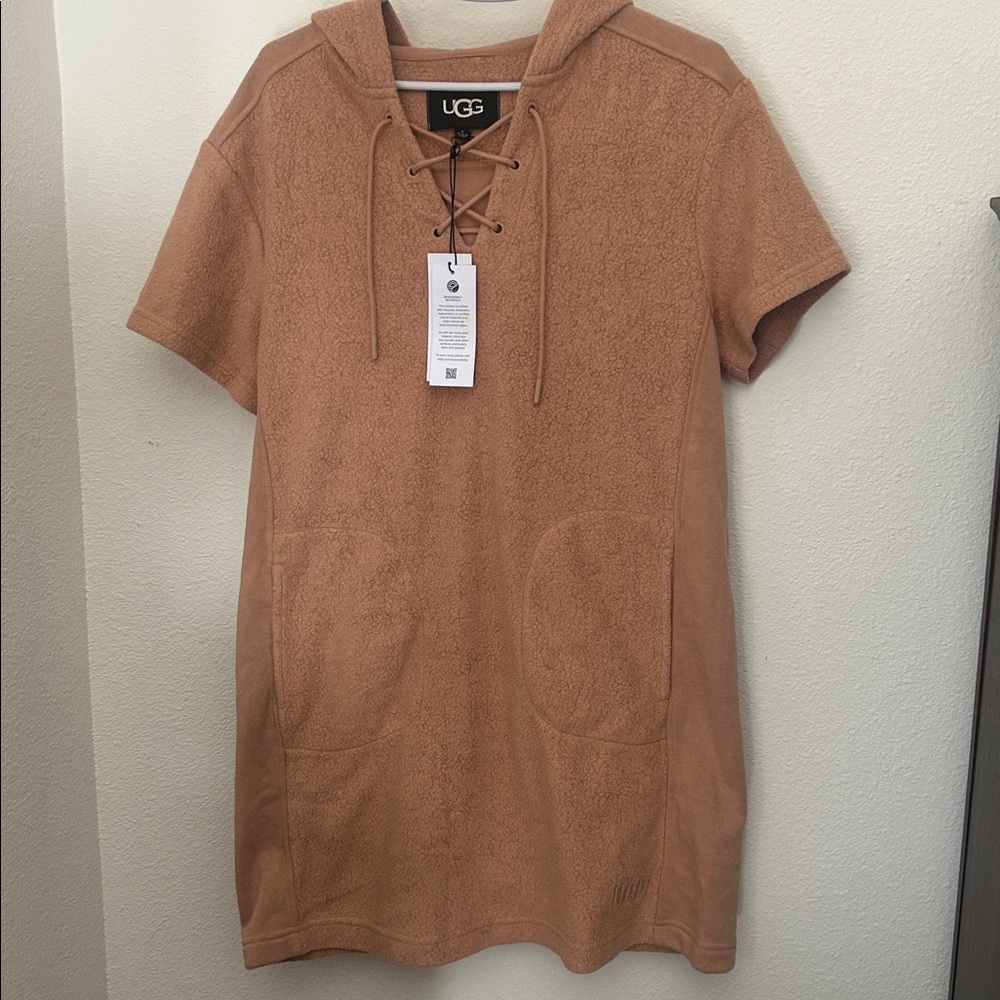 UGG Yasmine Short-Sleeve Mixed Hooded Dress NEW Size Small - Picture 1 of 11